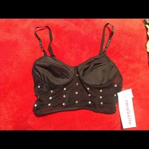 Carabella Collection Rhinestone Stud Black Bra